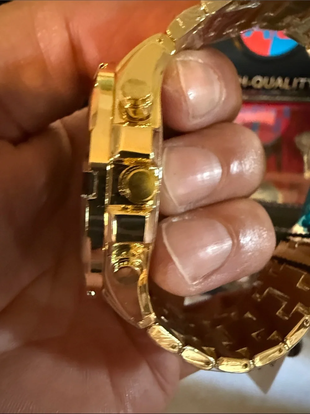 AJ Collection 48 amp Gold-Tone Chronograph Wristwatch with Black Dial
